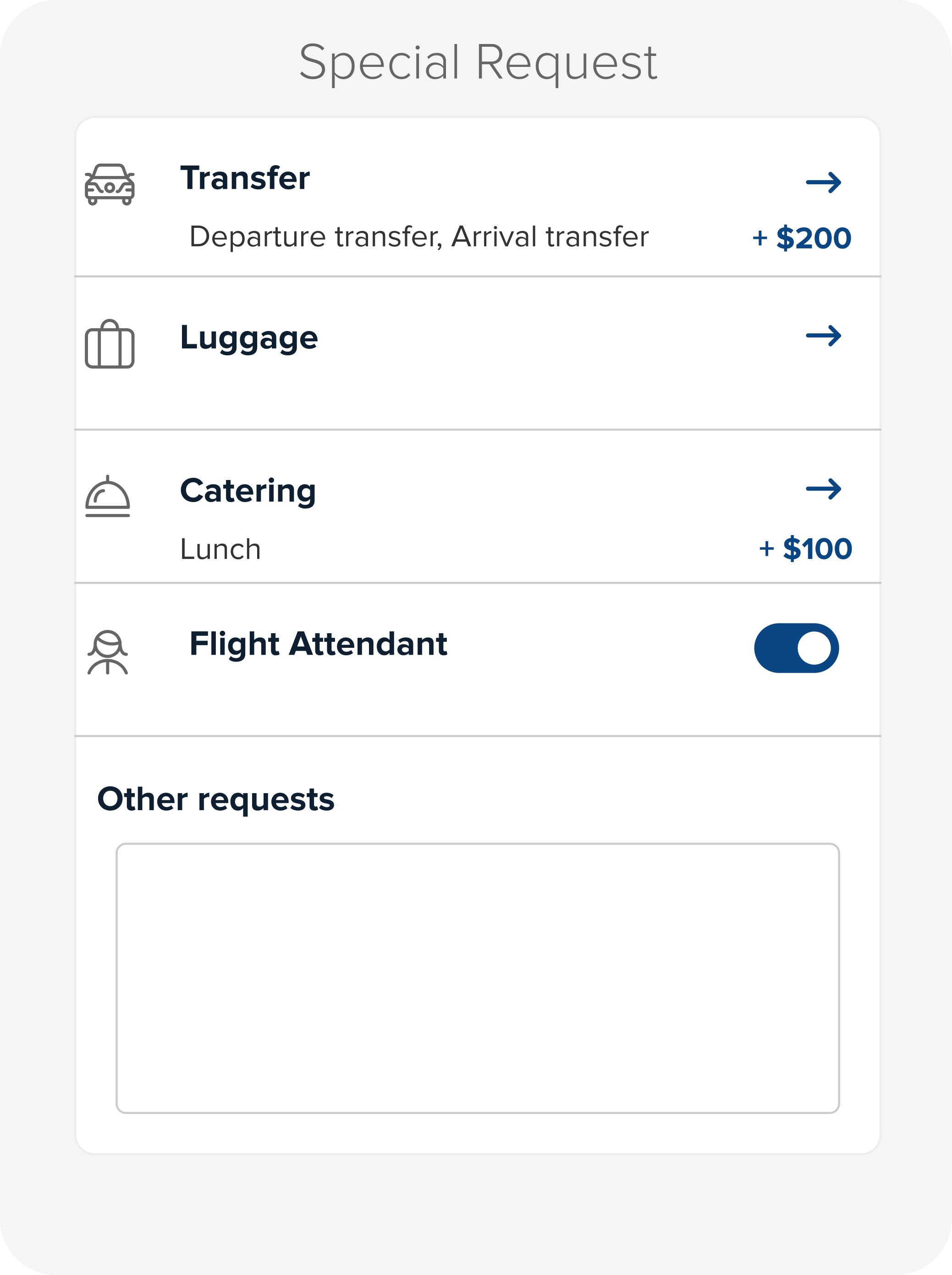 Travel service customization interface